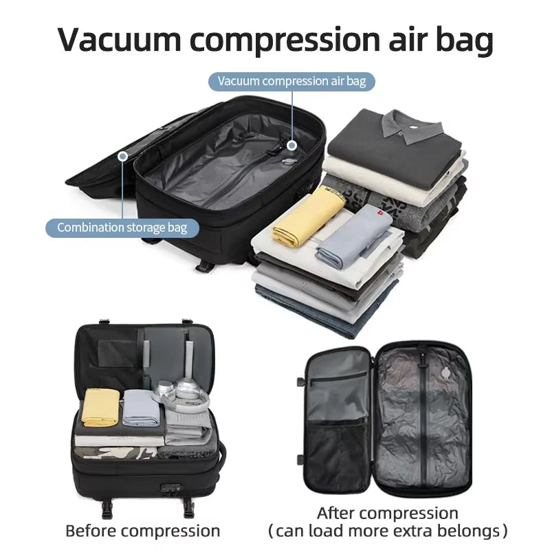 Men Travel Backpack Vacuum Compression Laptop Backpack 17 Inch Extended Large Capacity School Backpack Hiking Business Backpack