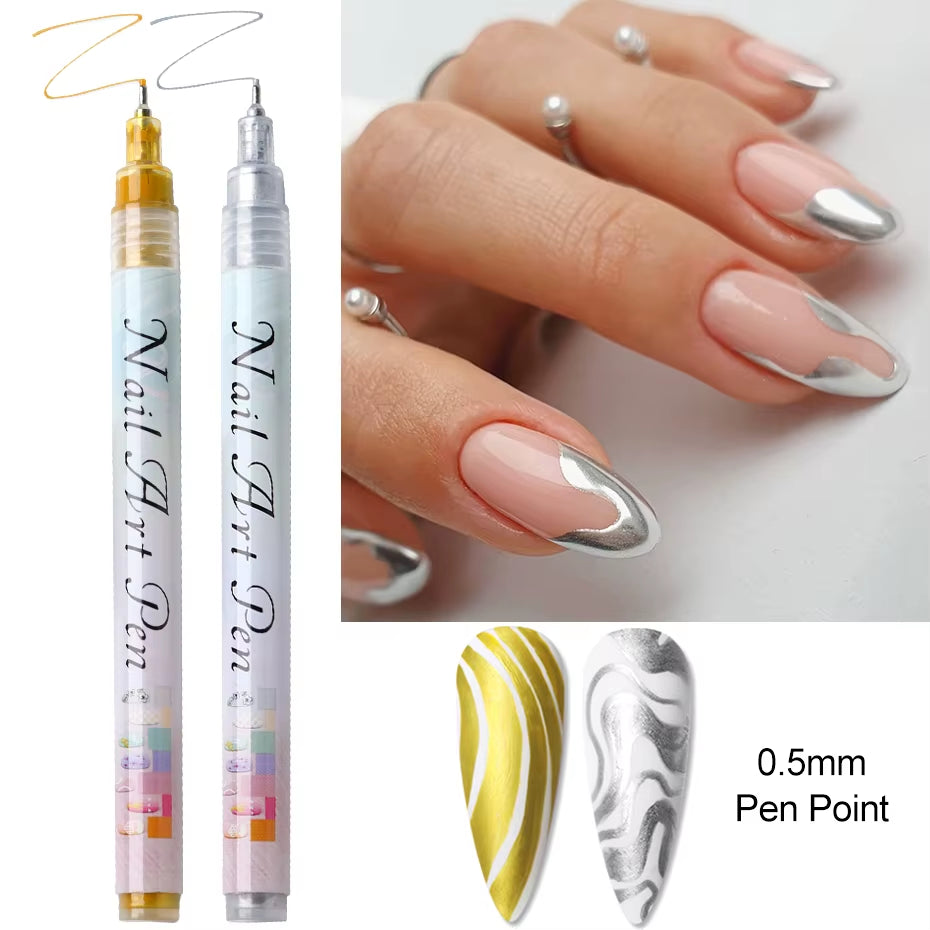 12Pcs/Set Nail Art Graffiti Pen Nail Marker Drawing Abstract Lines Fine Detail Floral Design Waterproof Nail Painting Manicure