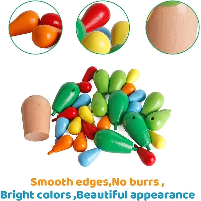 Children'S Wooden Cactus Building Block Toy Montessori Benefit Wisdom Toy Multi-Functional Assembling Boy and Girl Toy Gift