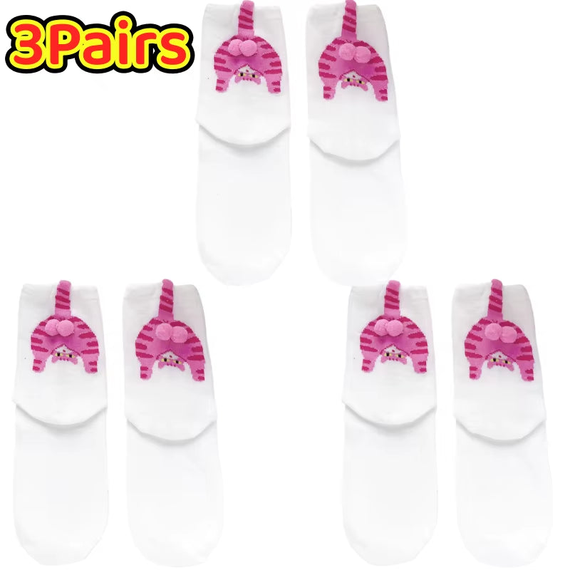 Cartoon Cat Egg Couple Socks Cozy Mid-Calf Cotton Socks for Maternity Warm Winter Cute Present for Christmas Lovers Family Gifts