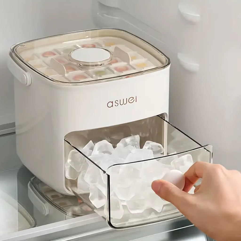 48-Cube Ice Maker with Easy-Press Lid - Double Layer, DIY Frozen Treats & Beverage Essential,Kitchen Accessories,Gadgets