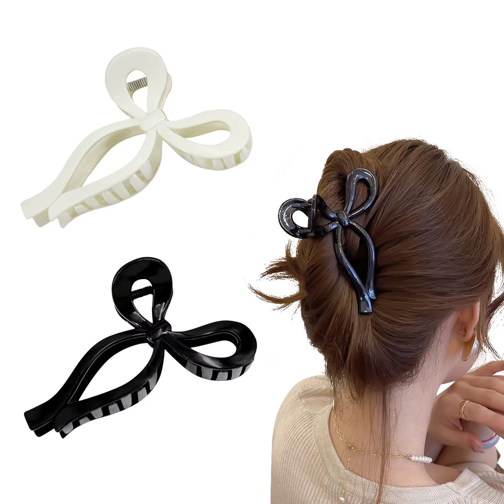 2Pcs Bows Claw Clips 2 Colors Hair Bows for Girls Ribbon Hair Clips Bow Trend Claw Clips for Thick Hair Pink Coquette Bows Clips
